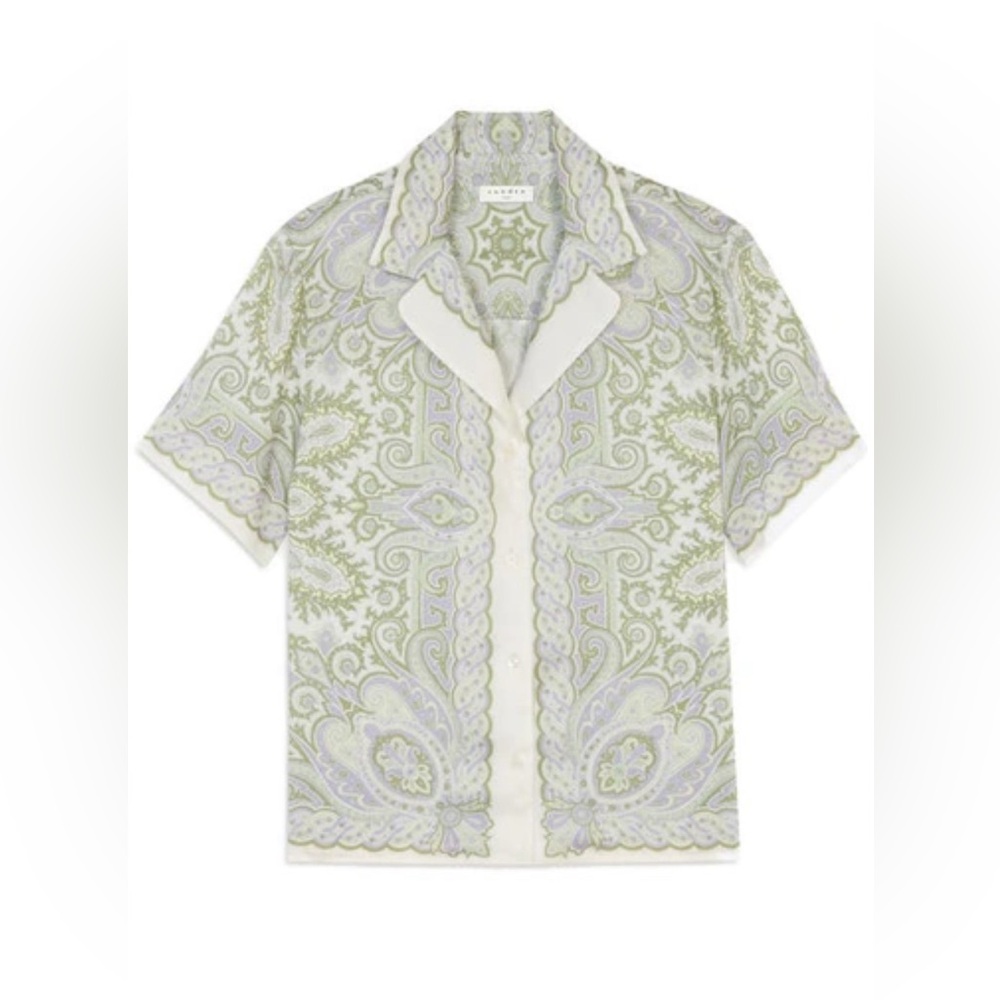 Sandro Printed Satin-twill Shirt